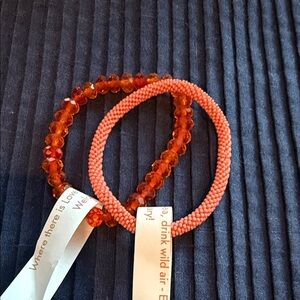 Orange Beaded Bracelets Set